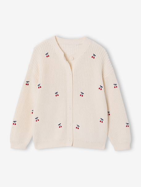 Gilet fille fantaisie en côte perlée blush+écru+vanille 7 - vertbaudet enfant 