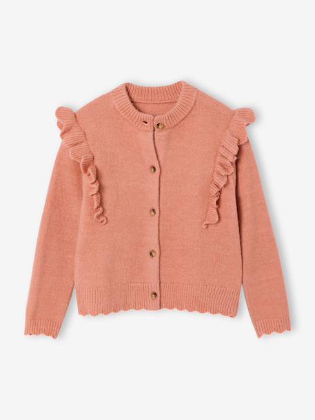 Gilet fille volants fantaisie bronze+rose poudré 4 - vertbaudet enfant 