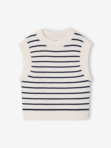 Pull sans manche fille écru+Léopard 3 - vertbaudet enfant 