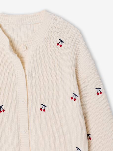 Gilet fille fantaisie en côte perlée blush+écru+vanille 9 - vertbaudet enfant 