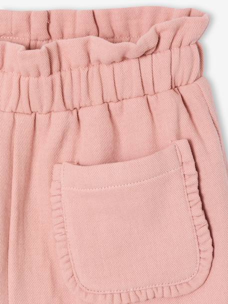 Short paperbag fille en twill rose poudré 3 - vertbaudet enfant 