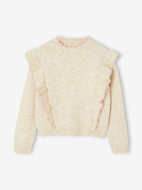 Pull fille en maille écru 3 - vertbaudet enfant 