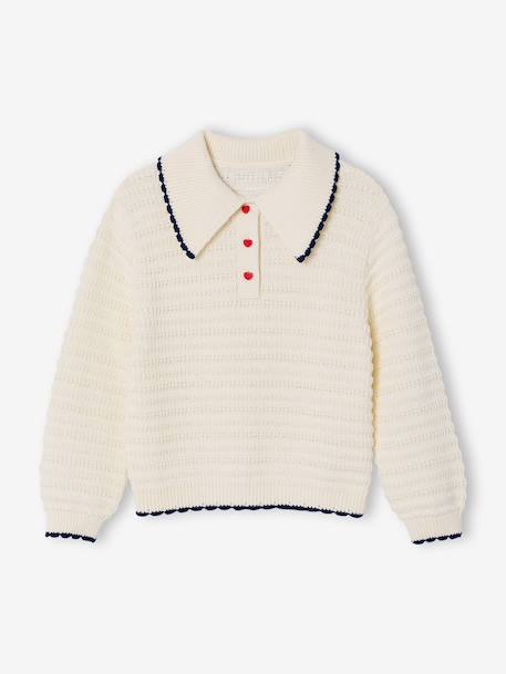 Pull fille en maille fantaisie écru 3 - vertbaudet enfant 
