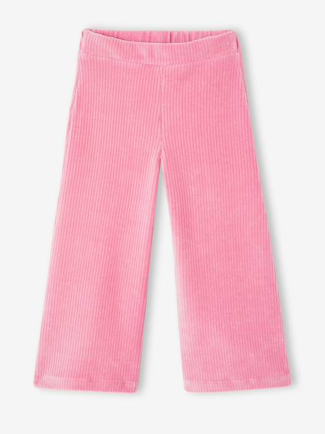 Pantalon fille large en velours anthracite+bleu grisé+blush+écru+kaki+marron+prune+rose 32 - vertbaudet enfant 