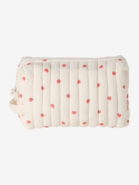 Trousse toilette Mama gaze coton beige imprimé+Mon coeur+Nuages 8 - vertbaudet enfant 