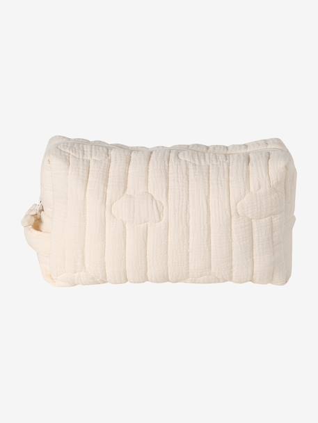 Trousse toilette Mama gaze coton beige imprimé+Mon coeur+Nuages 14 - vertbaudet enfant 