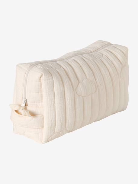 Trousse toilette Mama gaze coton beige imprimé+Mon coeur+Nuages 15 - vertbaudet enfant 