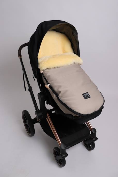 Chancelière pour poussette en peau d'agneau Love the Nature angora+Brown melange+massepain 1 - vertbaudet enfant 