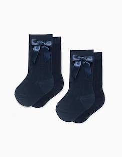 -Pack de 2 paires de chaussettes hautes côtelées avec nœud