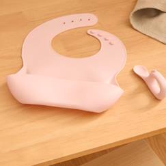 Puériculture-Set bavoir et cuillère yum silicone bleu