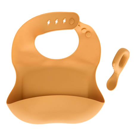 Set bavoir et cuillère yum silicone bleu Beige+Bleu+Ocre+Rose 11 - vertbaudet enfant 