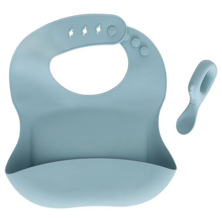 Set bavoir et cuillère yum silicone bleu Beige+Bleu+Ocre+Rose 7 - vertbaudet enfant 