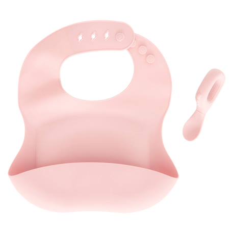Set bavoir et cuillère yum silicone bleu Beige+Bleu+Ocre+Rose 15 - vertbaudet enfant 