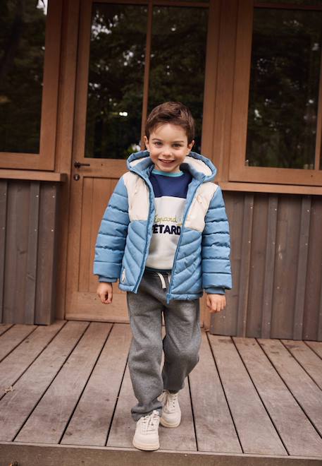 Doudoune enfant imperméable doublée polaire avec capuche tao Bleu 1 - vertbaudet enfant 
