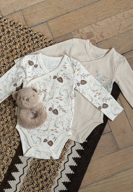 Bébé-Lot de 2 bodies bébé manches longues ouverture croisée câlins