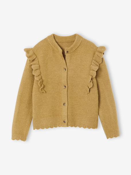 Gilet fille volants fantaisie bronze+rose poudré 1 - vertbaudet enfant 