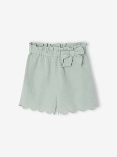 -Short fille volanté en gaze de coton