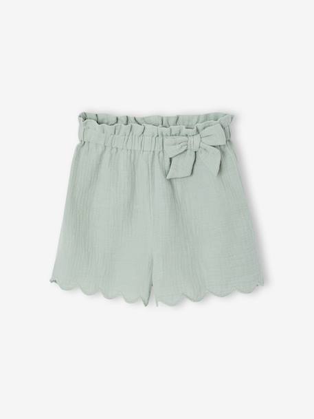 Short fille volanté en gaze de coton rose pâle+vert sauge 5 - vertbaudet enfant 