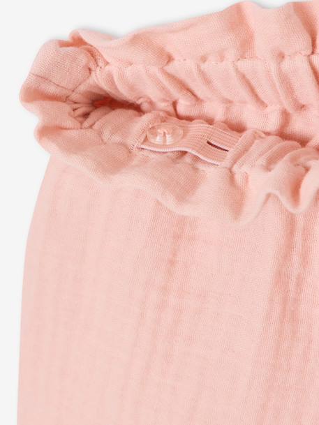 Short fille volanté en gaze de coton rose pâle+vert sauge 4 - vertbaudet enfant 