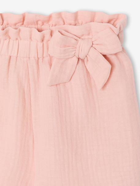 Short fille volanté en gaze de coton rose pâle+vert sauge 3 - vertbaudet enfant 