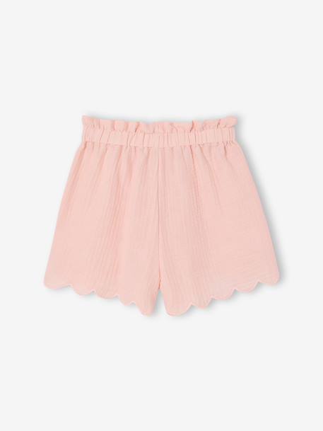 Short fille volanté en gaze de coton rose pâle+vert sauge 2 - vertbaudet enfant 