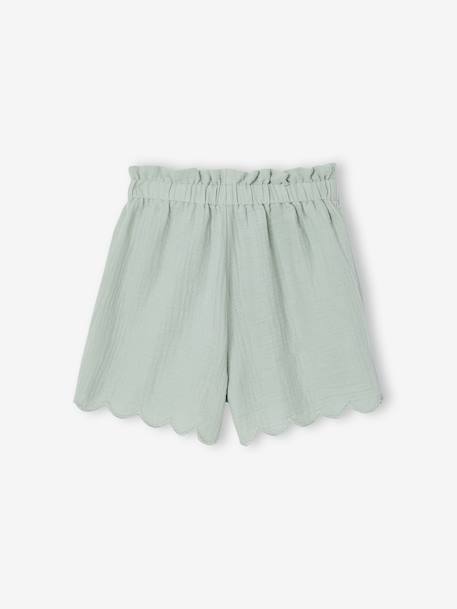 Short fille volanté en gaze de coton rose pâle+vert sauge 6 - vertbaudet enfant 