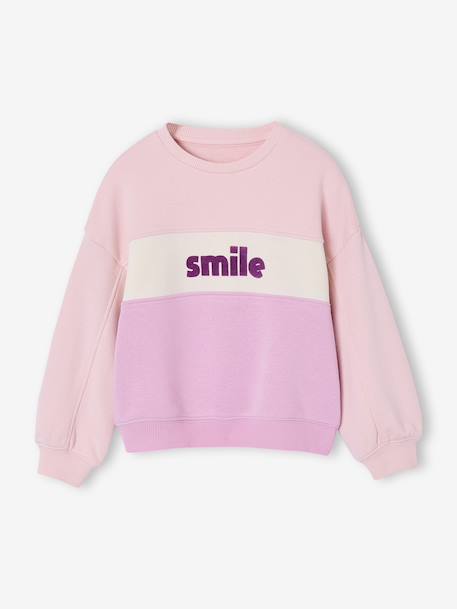Sweat fille colorblock rose pâle 2 - vertbaudet enfant 