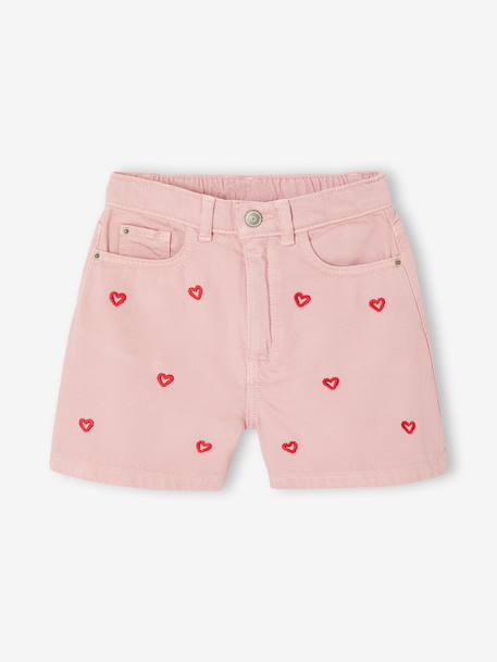 Short fille brodé bleu moyen+rose+vert sauge 9 - vertbaudet enfant 