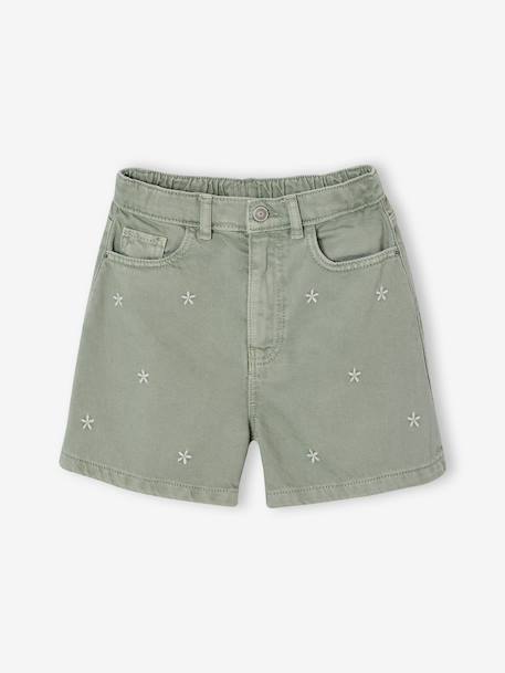 Short fille brodé bleu moyen+rose+vert sauge 13 - vertbaudet enfant 