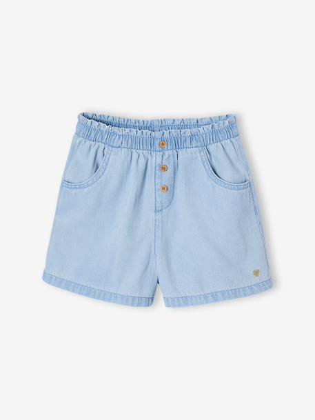 Short fille en denim léger facile à enfiler denim bleached+stone 1 - vertbaudet enfant 