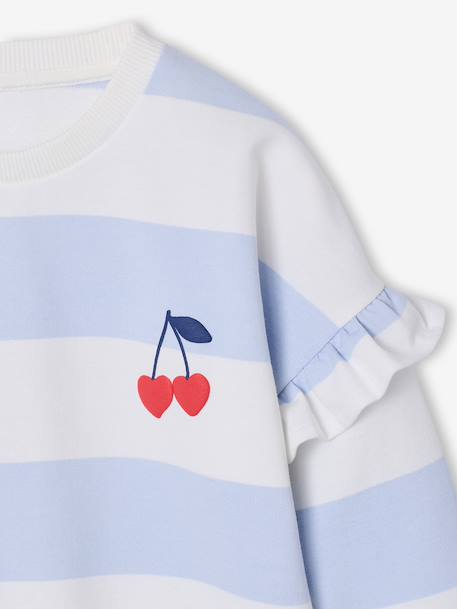 Sweat fille rayé manches à volants bleu pâle+marine+pivoine+rouge+vieux rose 4 - vertbaudet enfant 