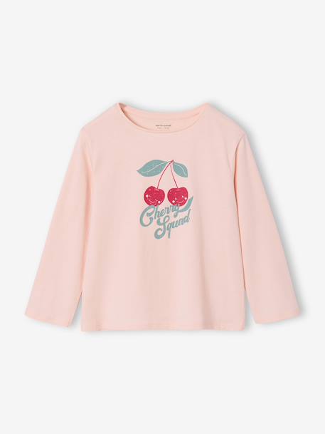 T-shirt fille imprimé manches longues écru+marine+rose pâle 8 - vertbaudet enfant 