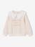 Sweat fille col claudine broderie anglaise écru+gris chiné+mauve+rose pâle+rouge 2 - vertbaudet enfant 
