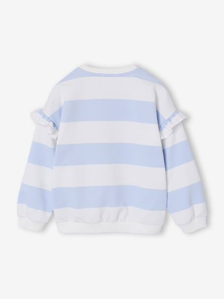 Sweat fille rayé manches à volants bleu pâle+marine+pivoine+rouge+vieux rose 3 - vertbaudet enfant 