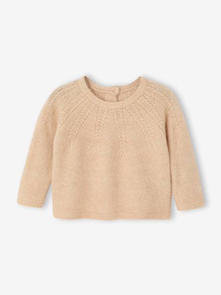 Pull bébé fille maille ajourée beige chiné 1 - vertbaudet enfant 