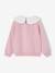 Sweat fille col claudine broderie anglaise écru+gris chiné+mauve+rose pâle+rouge 12 - vertbaudet enfant 