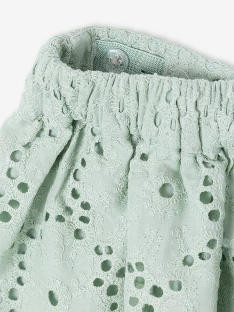 Jupe fille en broderie anglaise vert sauge 4 - vertbaudet enfant 