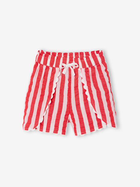 Short fille en seersucker rayé rouge 1 - vertbaudet enfant 