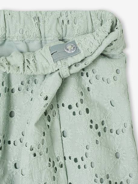 Pantalon large fille en broderie anglaise vert sauge 4 - vertbaudet enfant 