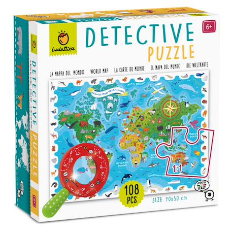 Puzzle de détective - carte des animaux Multicolor 1 - vertbaudet enfant 