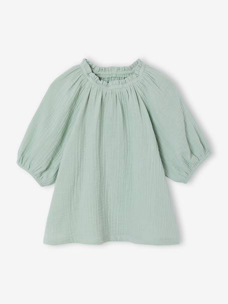 Blouse fille en gaze de coton écru+vanille+vert sauge 9 - vertbaudet enfant 