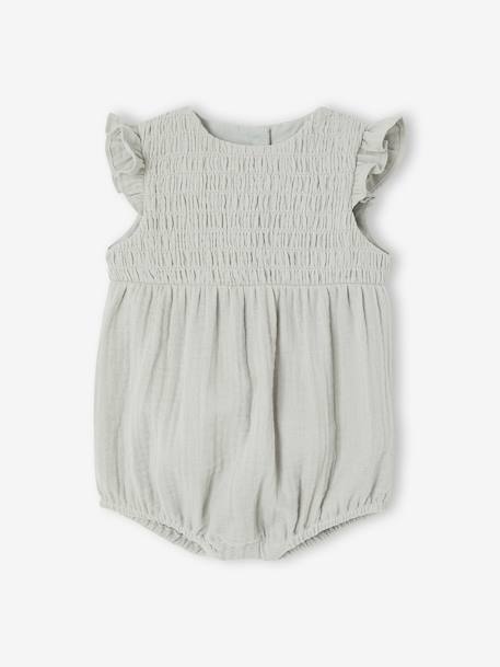 Barboteuse bébé fille en gaze de coton vert sauge 2 - vertbaudet enfant 