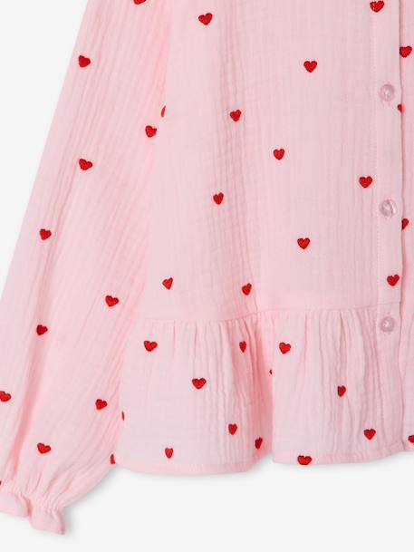 Chemise fille en gaze de coton rose pâle+vert d'eau 5 - vertbaudet enfant 