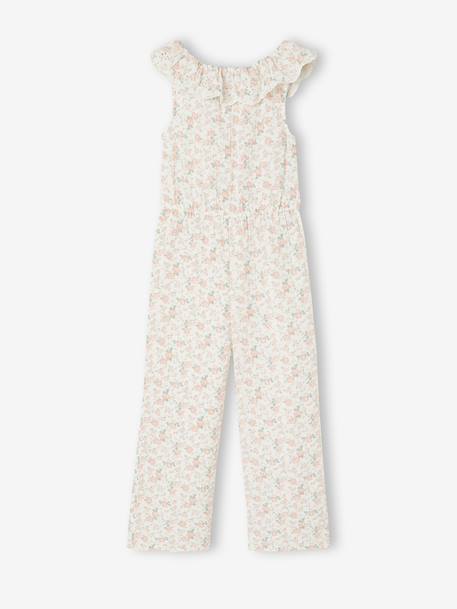 Combinaison pantalon fille à fleurs rose pâle 1 - vertbaudet enfant 