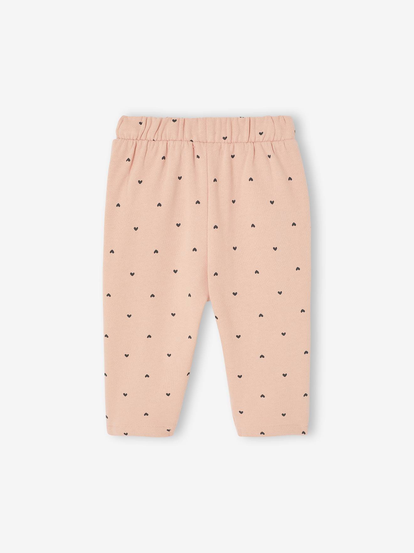 Pantalon Molleton Bébé Fille Vertbaudet Taille 4A (104 Cm) - Vieux Rose, 100% Coton, élastique Taille, Poches Volants