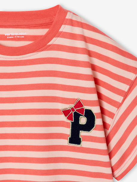 T-shirt fille fantaisie corail+marine 3 - vertbaudet enfant 