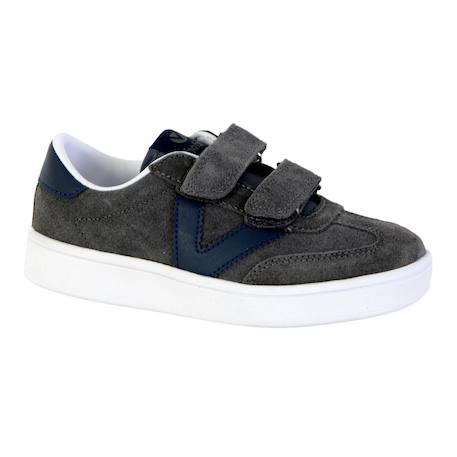 Baskets basses  à scratch  velours Gris 1 - vertbaudet enfant 
