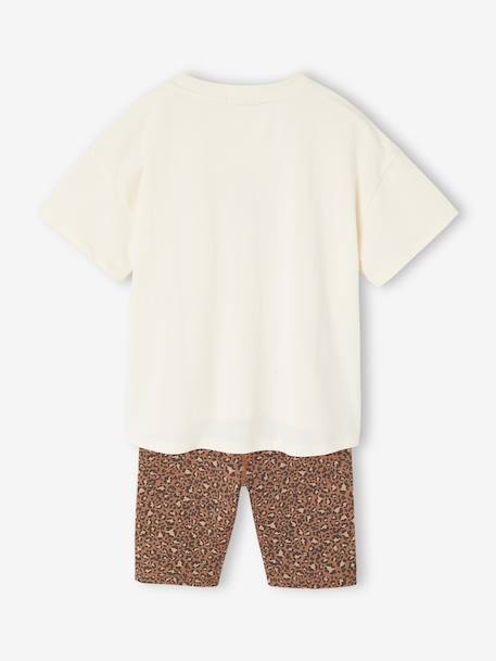 Ensemble fille léopard T-shirt et cycliste sport écru 4 - vertbaudet enfant 