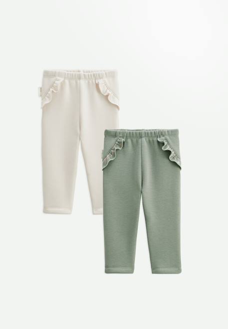 Lot de 2 leggings bébé en molleton ultra chaud lison Vert 1 - vertbaudet enfant 
