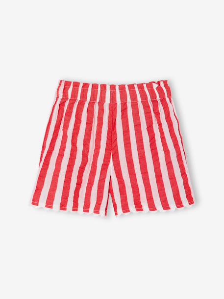 Short fille en seersucker rayé rouge 2 - vertbaudet enfant 